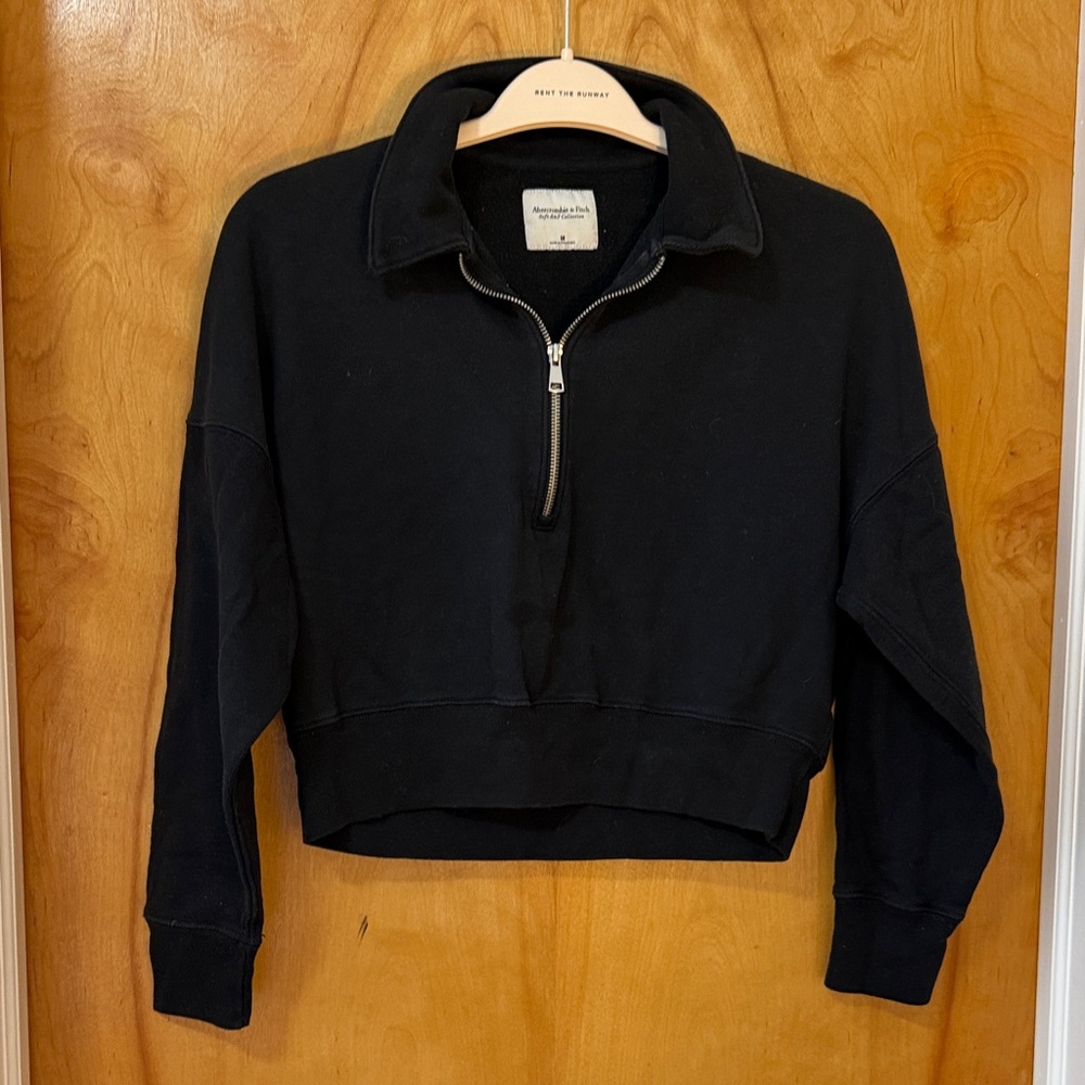 Abercrombie & Fitch Black Quarter-Zip Women's Sweatshirt